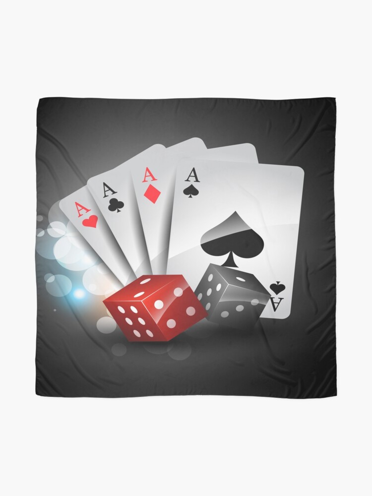 Ace Playing Cards With Red Dices Vegas Game Risk Vector, Vegas