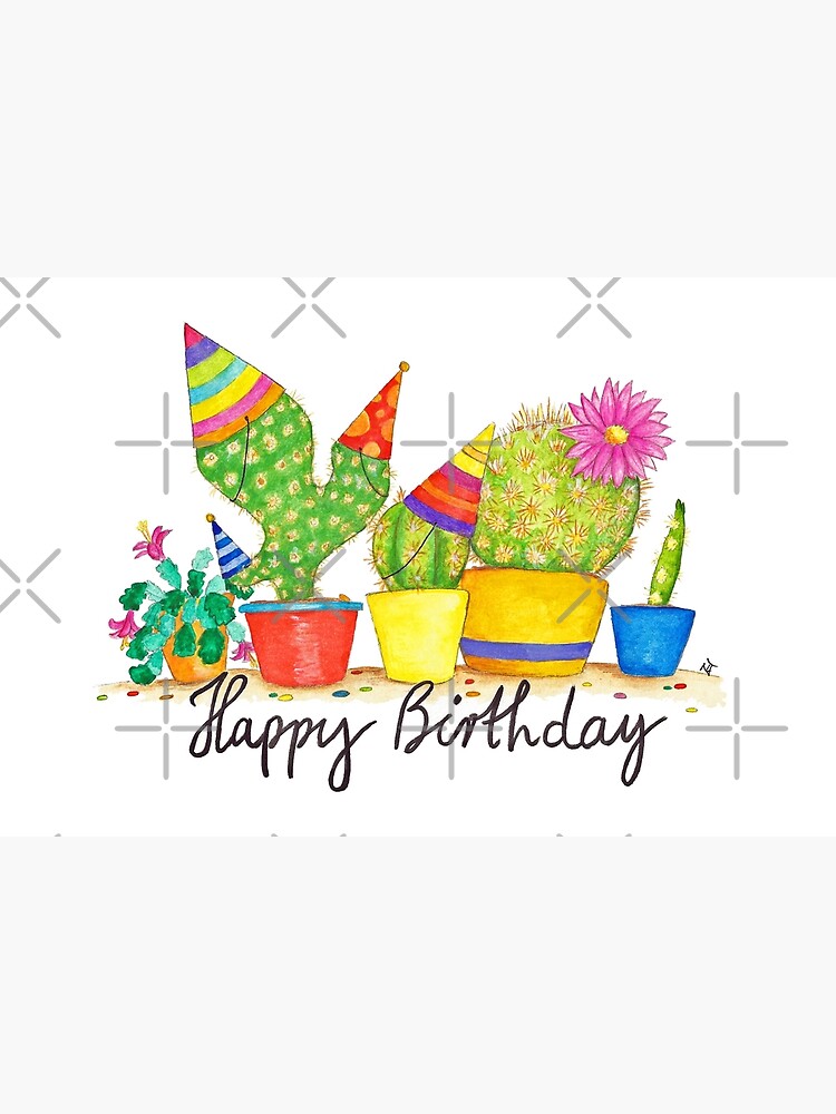 Carte De Vœux Carte De Voeux Anniversaire Cactus Par Nicole Janes Par Nicolejanes Redbubble