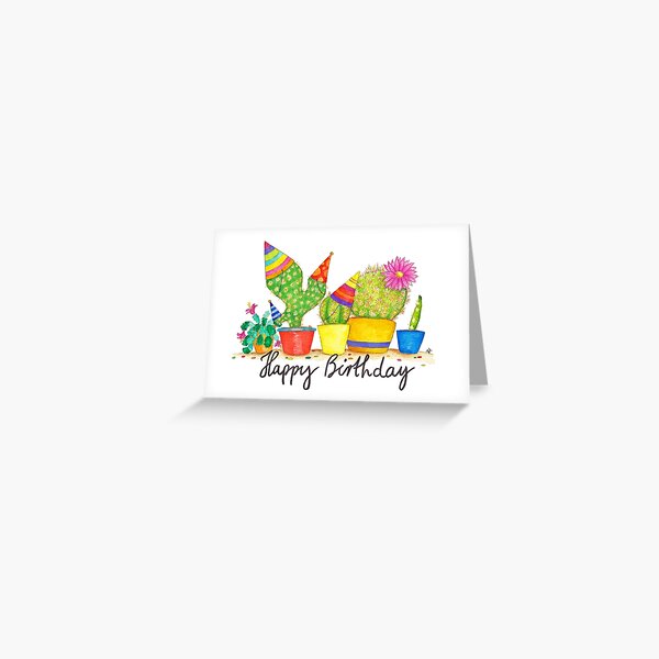 Cactus Birthday greeting card by Nicole Janes Greeting Card