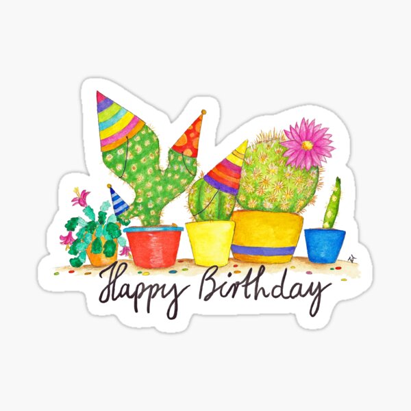 Cactus Birthday Sticker
