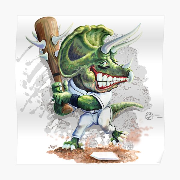 Ball Busta Triceratops Dinosaur Baseball Player Poster