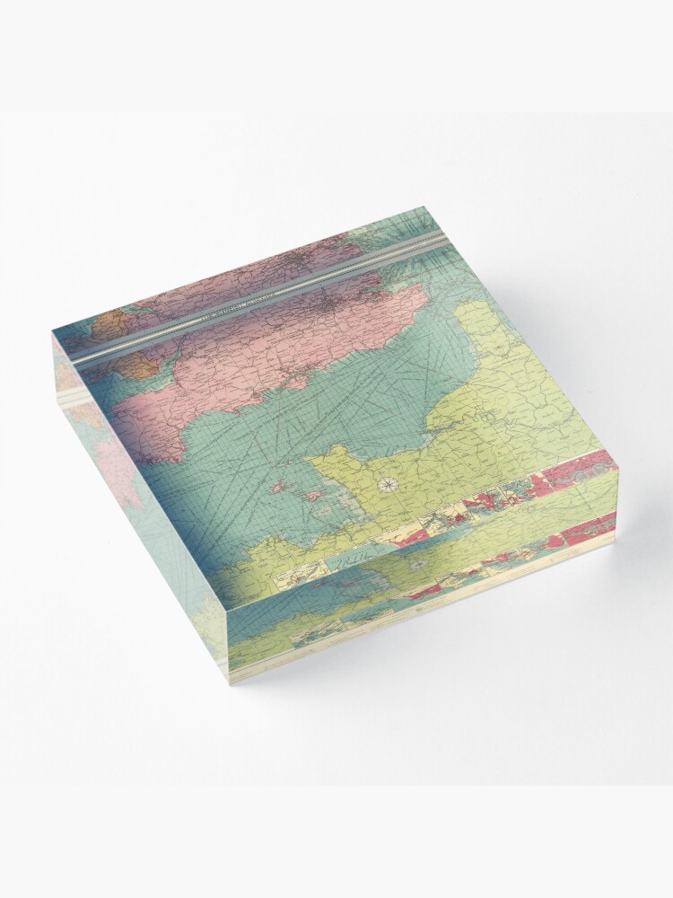 Alternate view of Vintage Map of The English Channel (1922) Acrylic Block