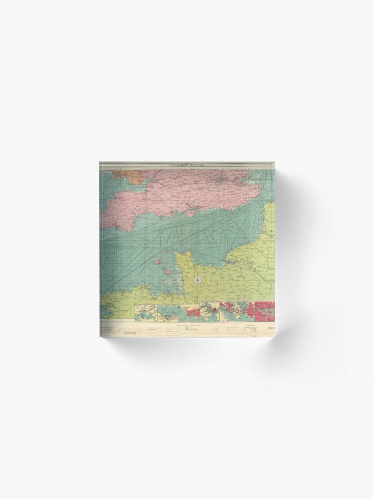 Alternate view of Vintage Map of The English Channel (1922) Acrylic Block