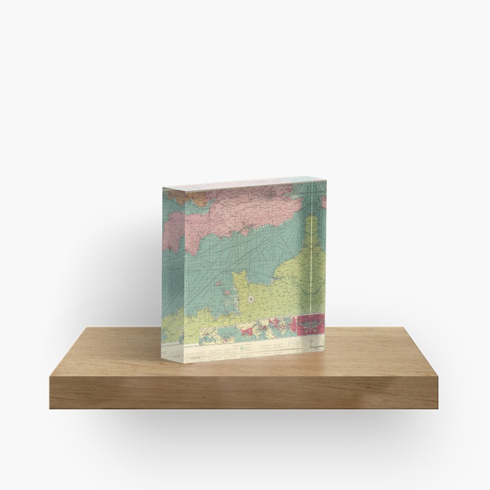 Vintage Map of The English Channel (1922) Acrylic Block