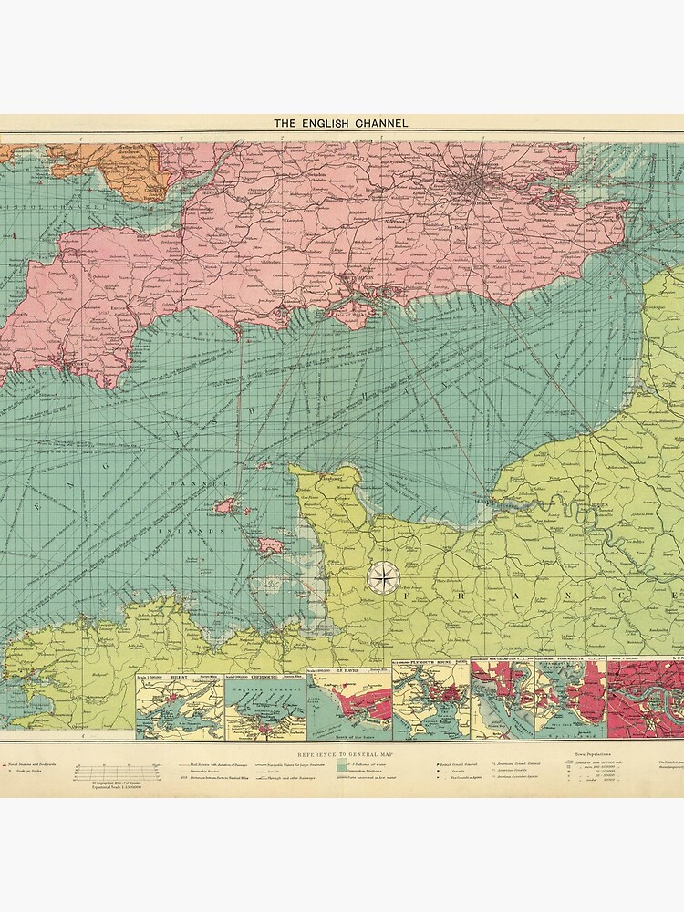 Vintage Map of The English Channel (1922) by BravuraMedia