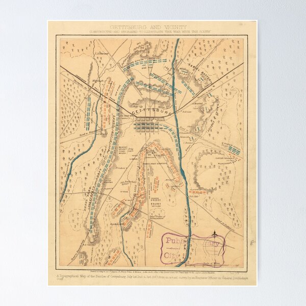 Item preview, Vintage Map of The Gettysburg Battlefield (1864) designed and sold by BravuraMedia.