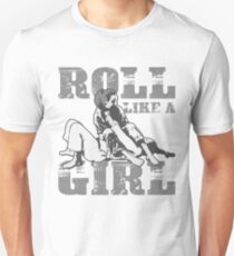 Roll Like A Girl Art | Cute Brazilian Martial Arts Gift Unisex T-Shirt