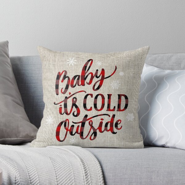 Baby It's Cold Red Buffalo Plaid Throw Pillow