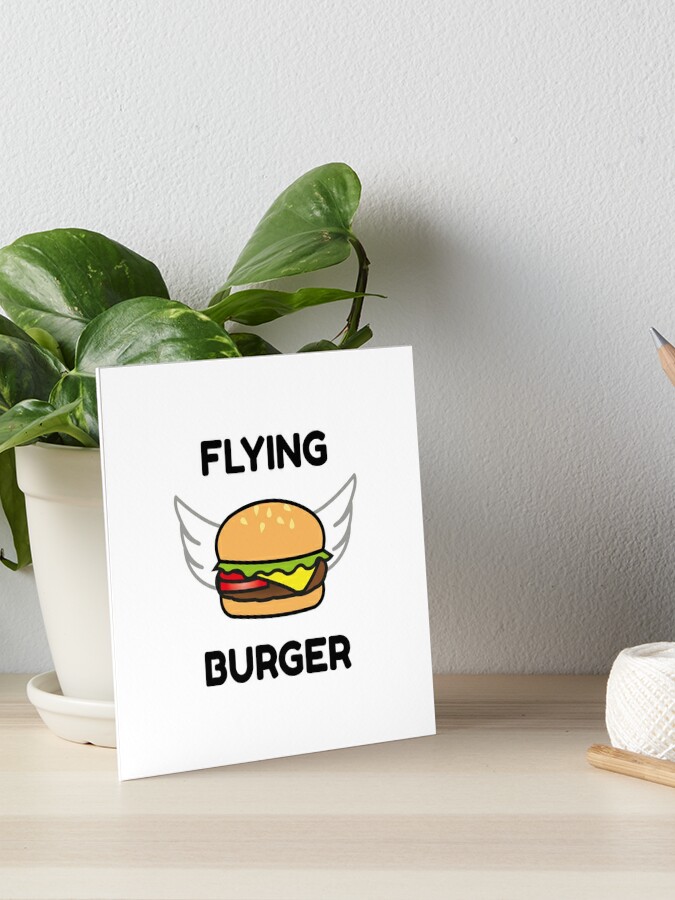 Flying Burger Flying Hamburger Gift Wing Art Board Print By Crassmann Redbubble