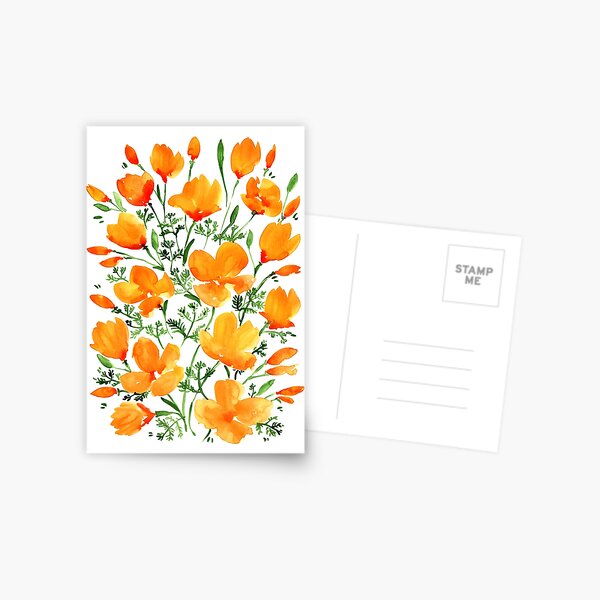 Item preview, Watercolor California poppies designed and sold by blursbyai.