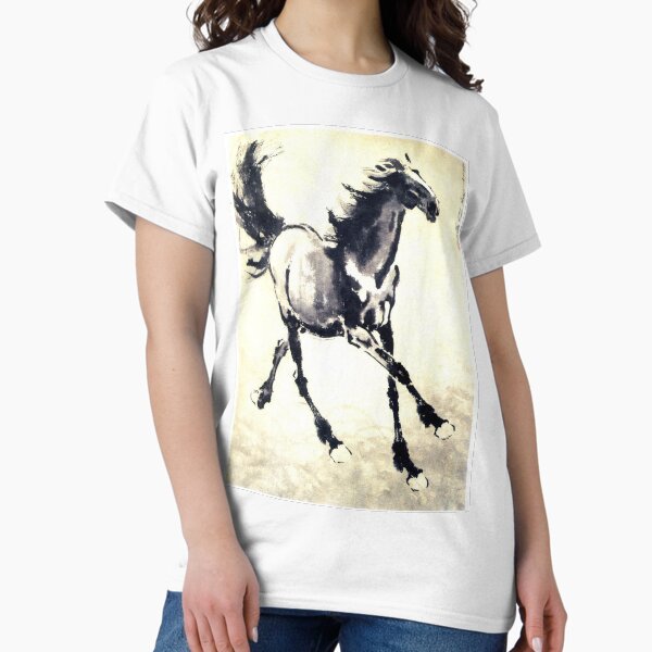 Aperçu de l'œuvre Encre de chine chinoise illustration de cheval créée et vendue par Vintage Designs +.