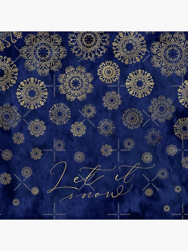 Let it snow, gold lace snowflakes in the night sky (2) by blursbyai