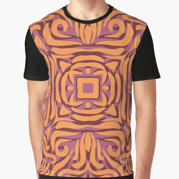 Dusky Pink & Pale Orange Swirly Mandala Graphic T-Shirt