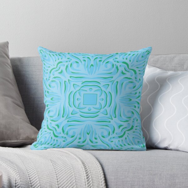 Sea Breeze Swirly Mandala Throw Pillow