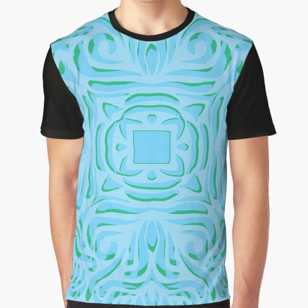 Sea Breeze Swirly Mandala Graphic T-Shirt