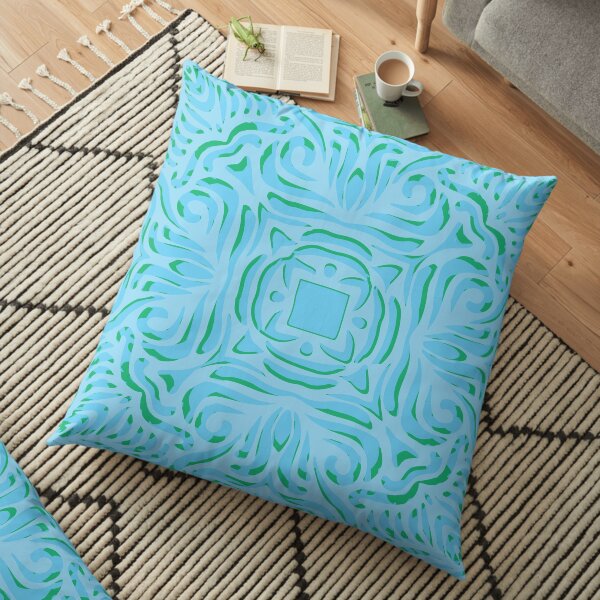 Sea Breeze Swirly Mandala Floor Pillow