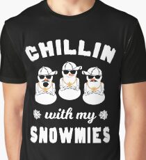 Chillin With My Snowmies Funny Christmas Snowman Graphic T-Shirt