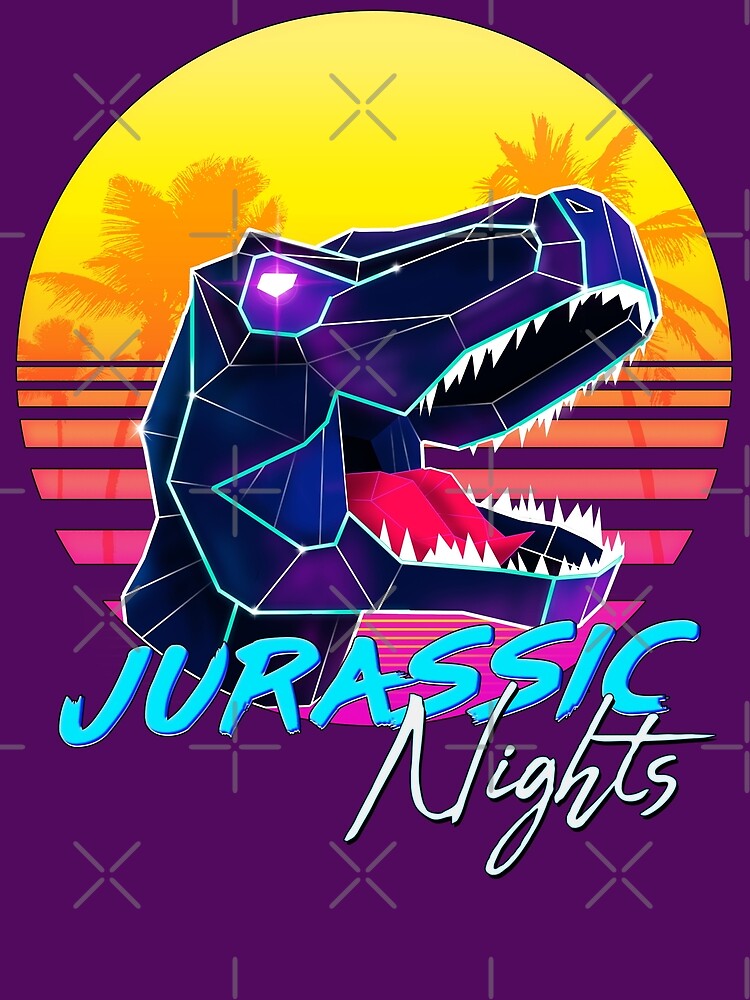 JURASSIC NIGHTS - Miami Vice Vapor Synthwave T-Rex by forge22