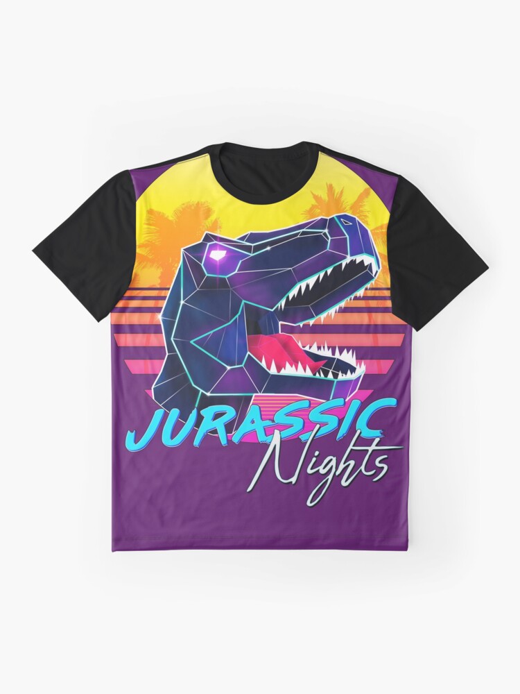 Alternate view of JURASSIC NIGHTS - Miami Vice Vapor Synthwave T-Rex Graphic T-Shirt