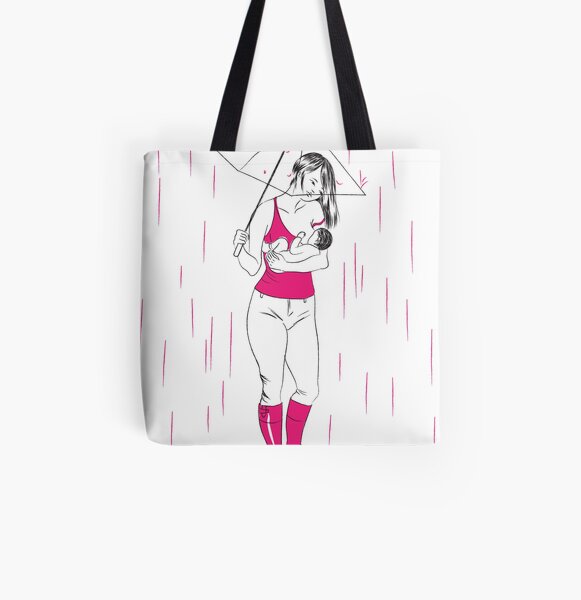 Breastfeeding in the rain All Over Print Tote Bag