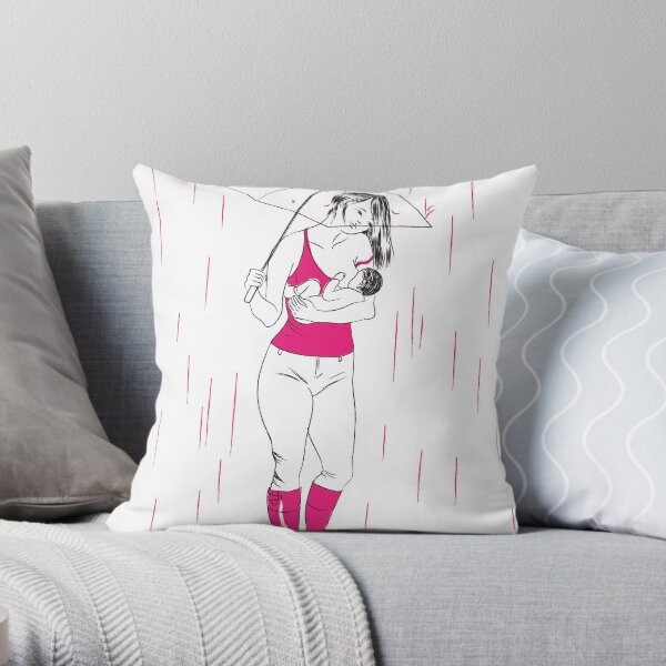 Breastfeeding in the rain Throw Pillow