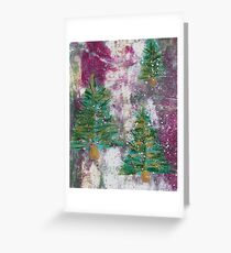 Evergreen trees mixed media Greeting Card
