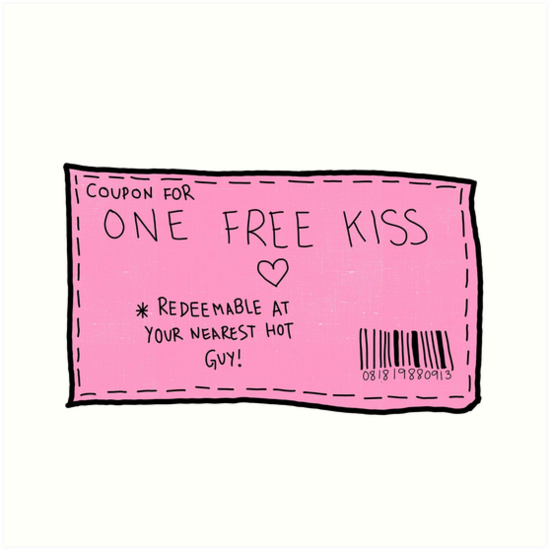One Free Kiss Ticket Art Print By Luri Rilu Redbubble