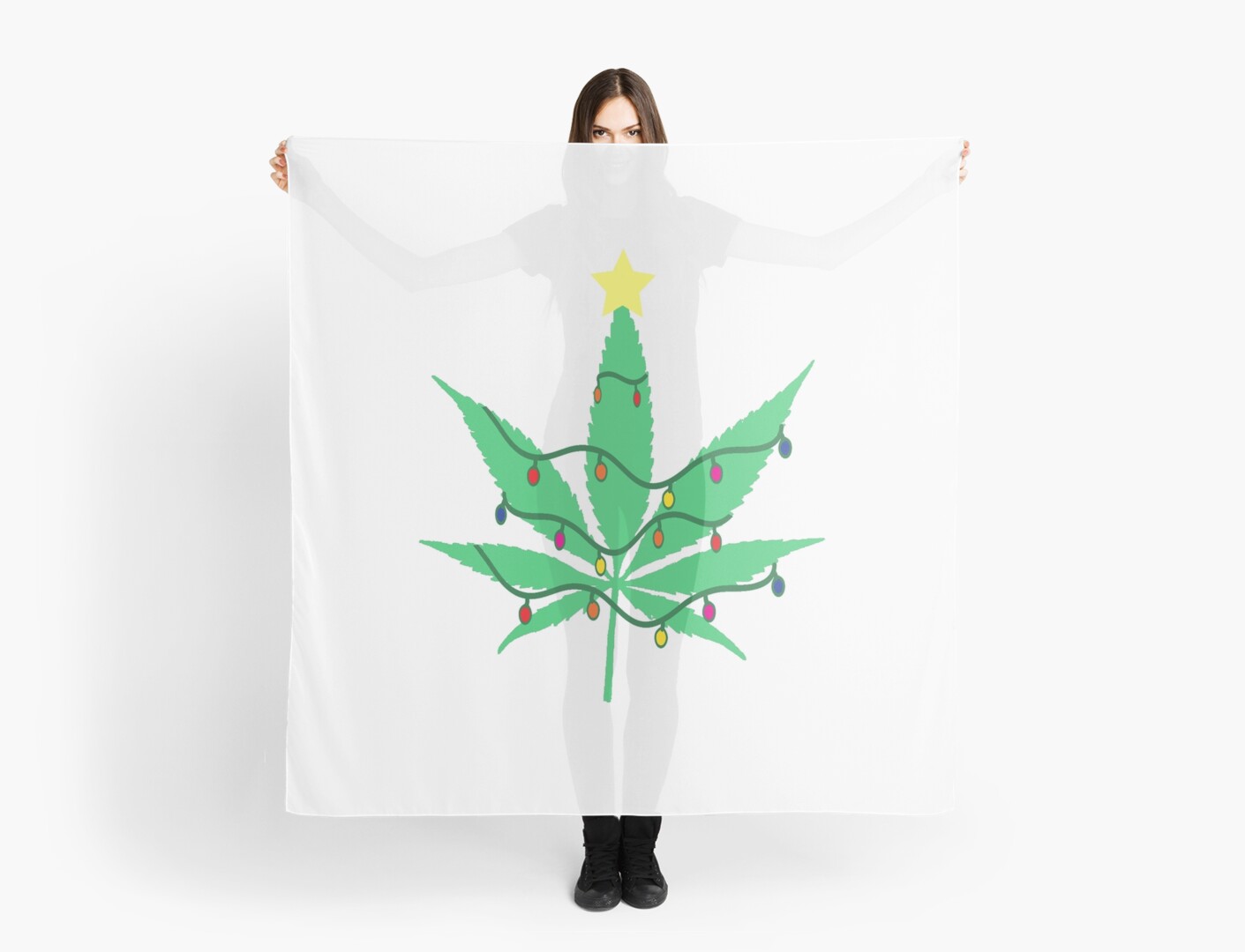 Marijuana Pot Leaf Christmas Tree Scarf By Dolceindigo