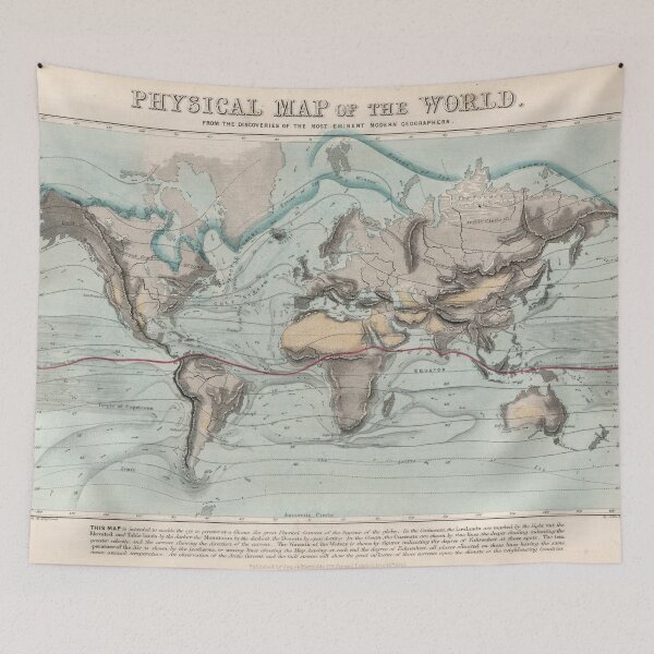 Item preview, Vintage Physical Map of The World (1849) designed and sold by BravuraMedia.