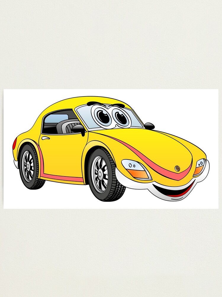 Lamina Fotografica Dibujos Animados De Coche Deportivo Amarillo De Graphxpro Redbubble