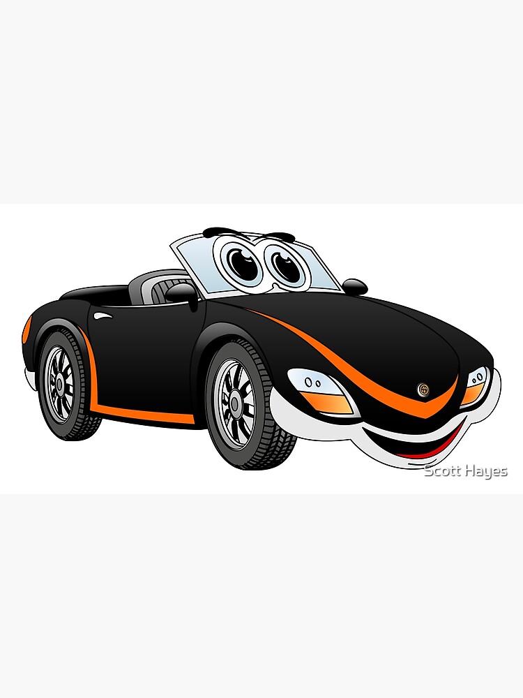 "Black Convertible Sports Car Cartoon" Poster by Graphxpro Redbubble