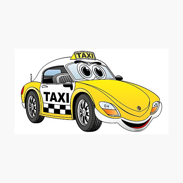 Green Taxi Sports Car Cartoon Photographic Print By Graphxpro Redbubble