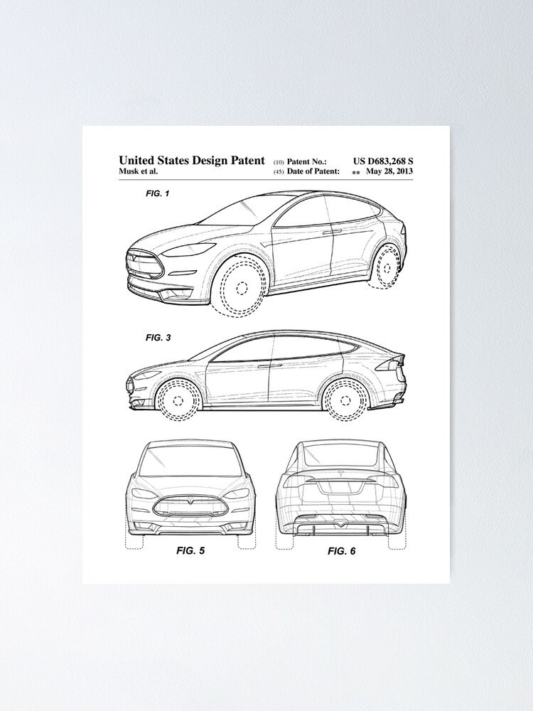 inhoudsopgave Dwang Razernij Tesla Model S Patent - Tesla Art - Black And White" Poster by patentpress |  Redbubble