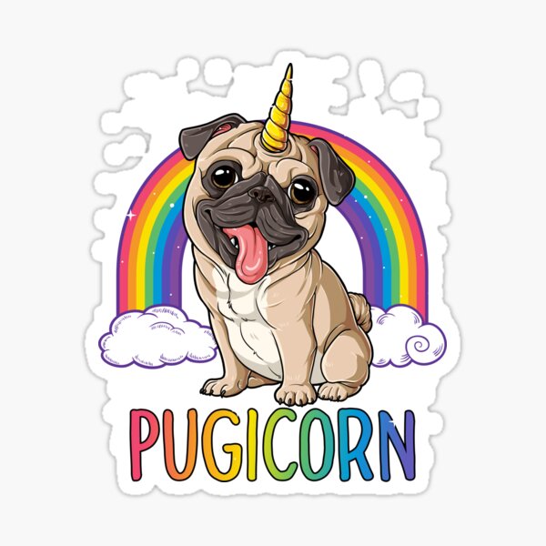 Pugicorn Pug Unicorn T shirt Kids Women Space Galaxy Rainbow Sticker for  Sale by LiqueGifts