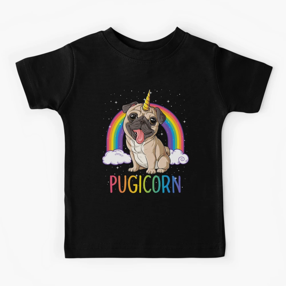 Pugicorn Pug Unicorn T shirt Kids Women Space Galaxy Rainbow Kids