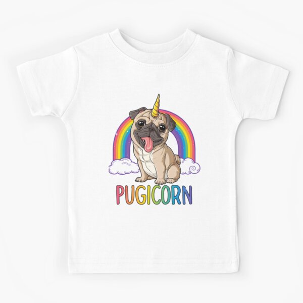 Pugicorn Pug Unicorn T shirt Kids Women Space Galaxy Rainbow Kids T-Shirt