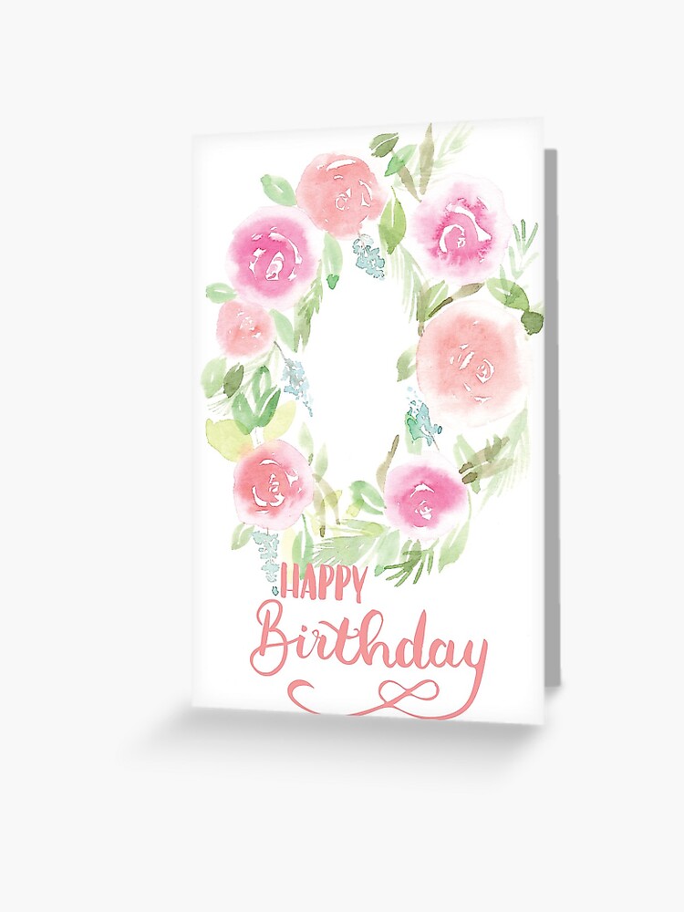 Carte De Vœux Carte D Anniversaire Aquarelle Joyeux Anniversaire Par Harpleydesign Redbubble