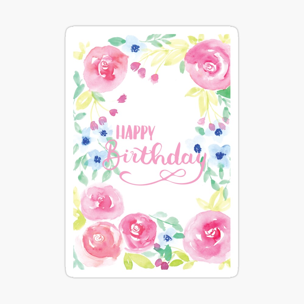 Carte Postale Carte Aquarelle Joyeux Anniversaire Par Harpleydesign Redbubble