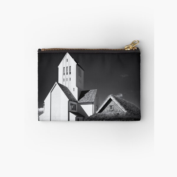 Item preview, Skalholt Cathedral Iceland black and white stark contrast designed and sold by mhfoto.