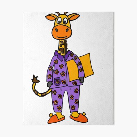 Cute Giraffe wearing Purple Pajamas Cartoon