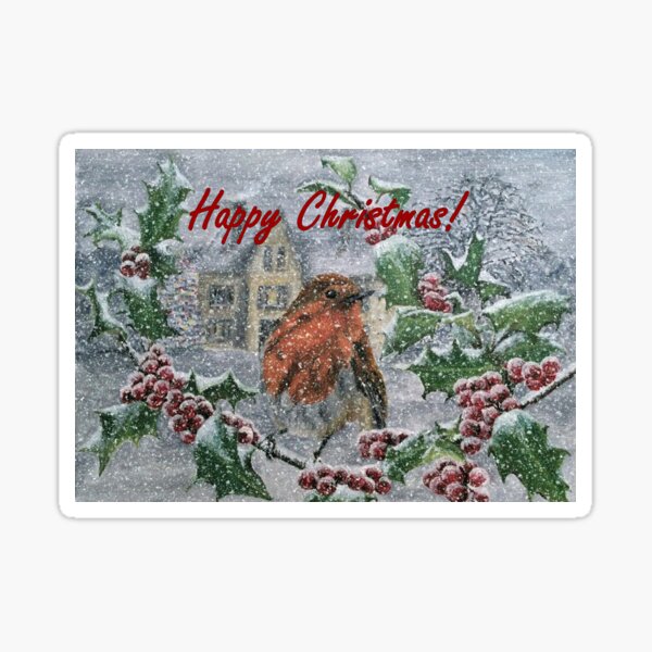Very Snowy Robin Christmas Card / Decoration Sticker