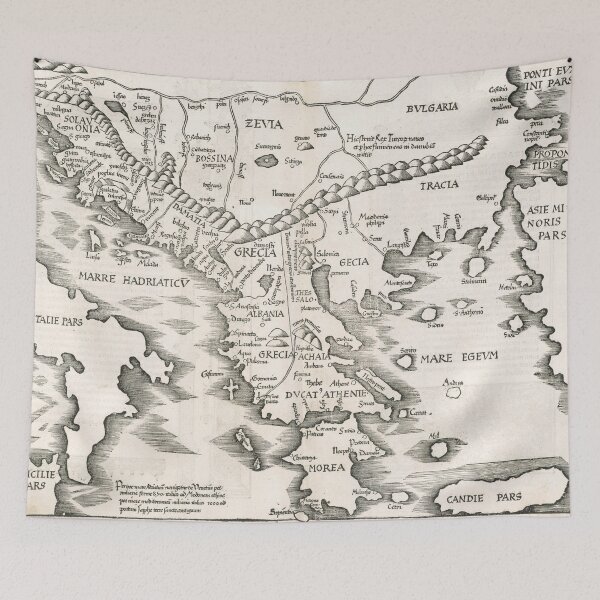 Item preview, Vintage Map of Greece (1525) designed and sold by BravuraMedia.