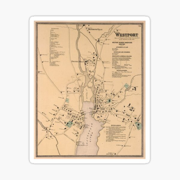 Item preview, Vintage Map of Westport CT (1867) designed and sold by BravuraMedia.