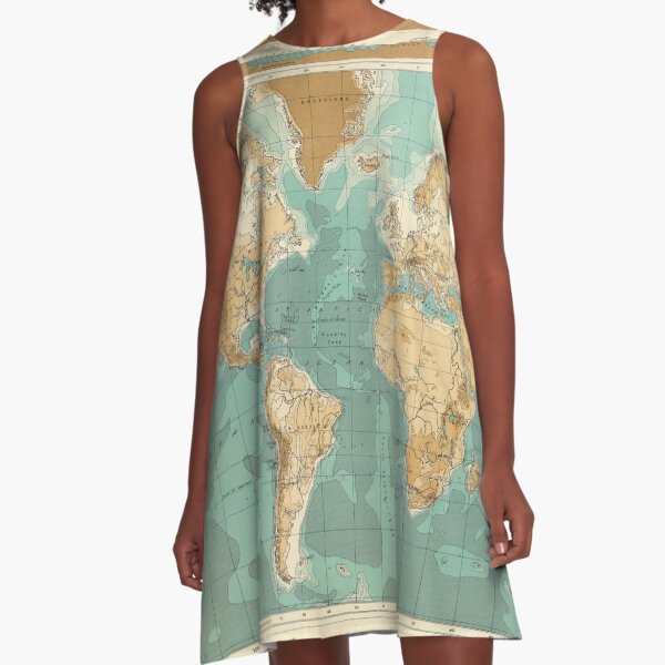 Vintage Map of The World (1922) A-Line Dress