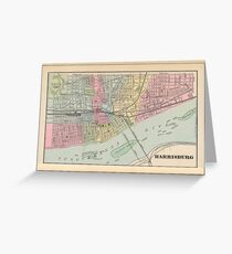 Vintage Map of Harrisburg PA (1890) Greeting Card
