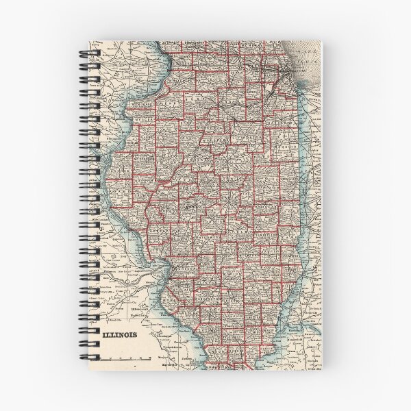 Item preview, Mapa Vintage de Illinois (1893) designed and sold by BravuraMedia.