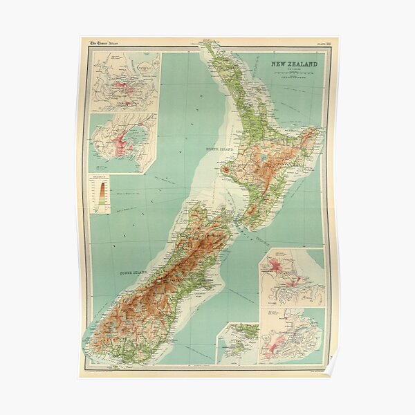 Art & Collectibles Wellington Map Poster Interior Wall Decor Retro