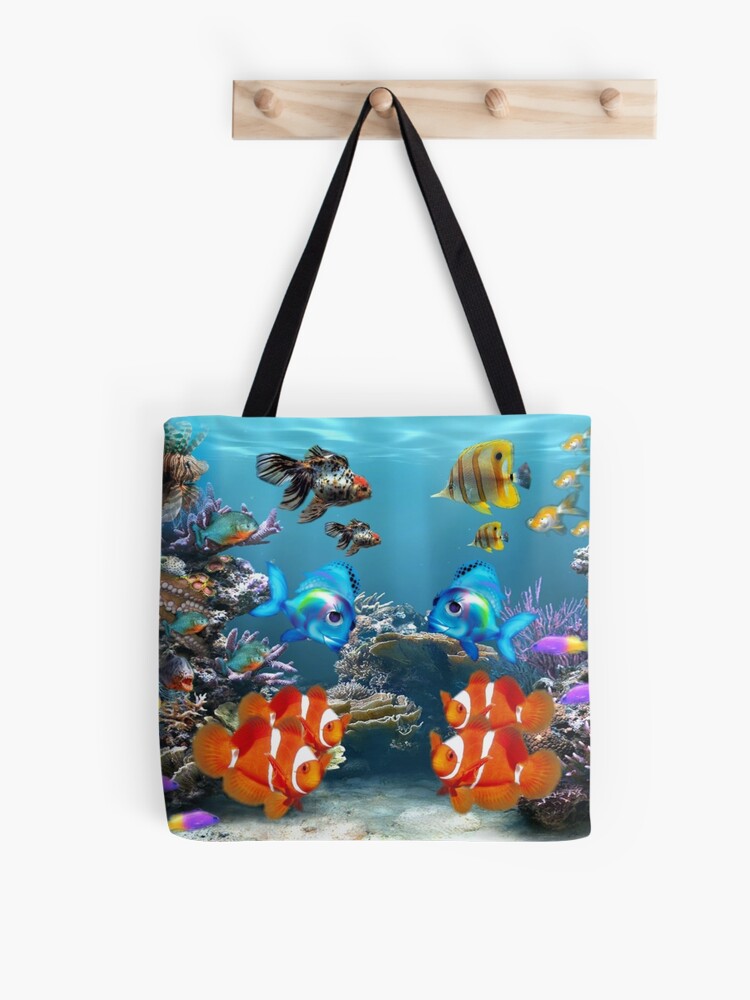 Goldfish - Beautiful, Colorful Fishes in Aquarium Tote Bag for