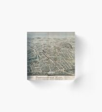 Vintage Pictorial Map of Northampton MA (1875) Acrylic Block