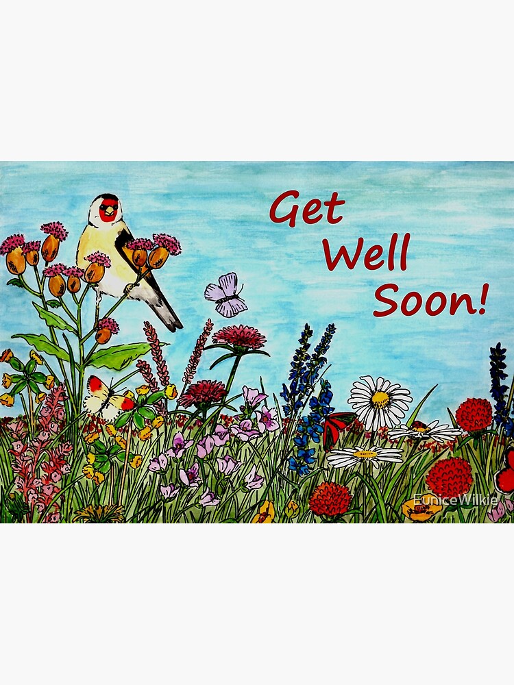 Thumbnail 2 of 2, Greeting Card, Flower Meadow Get Well Soon Card designed and sold by EuniceWilkie.